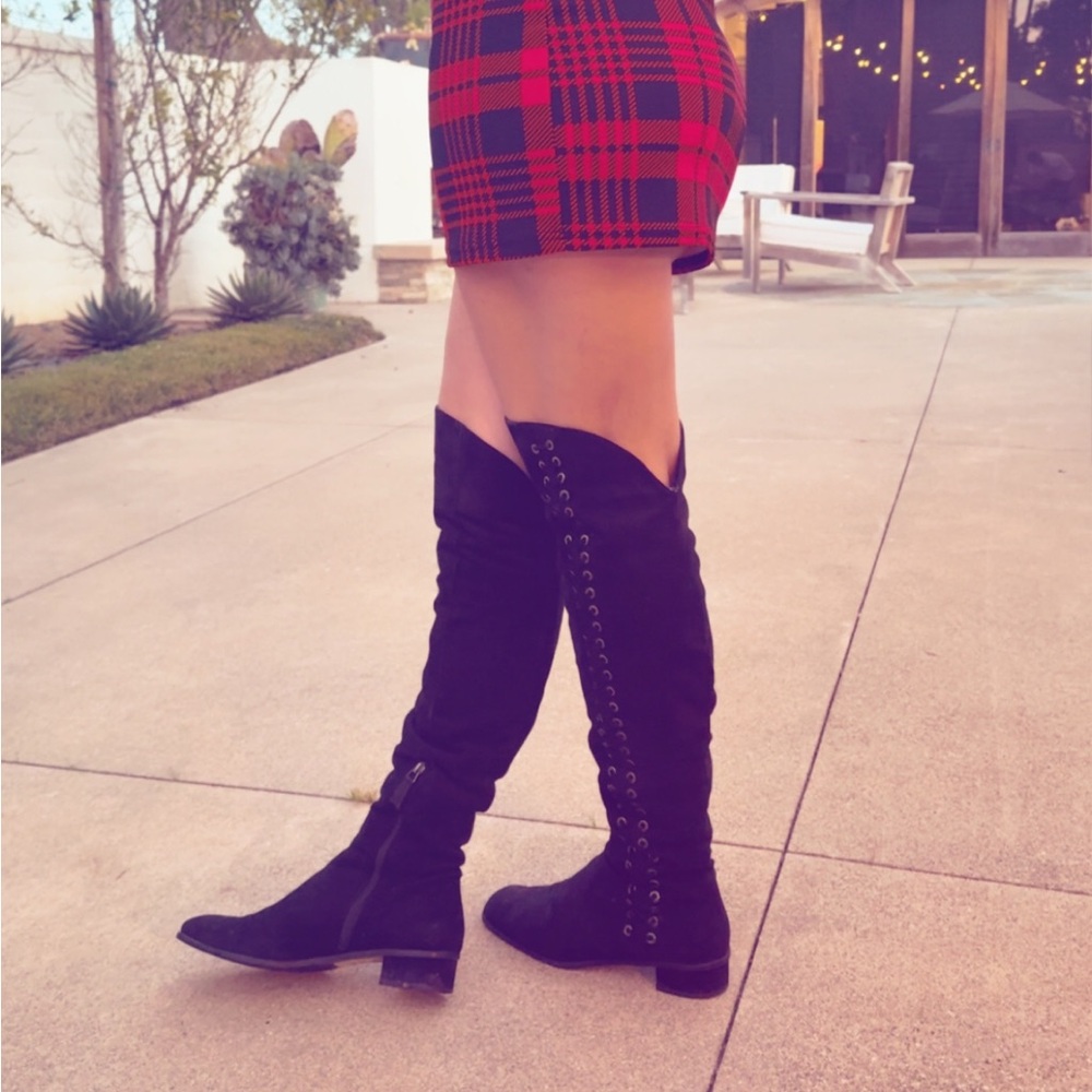 Aquatalia Black Over-the-Knee Boots with Lace-Up Detail Waterproof Size 9